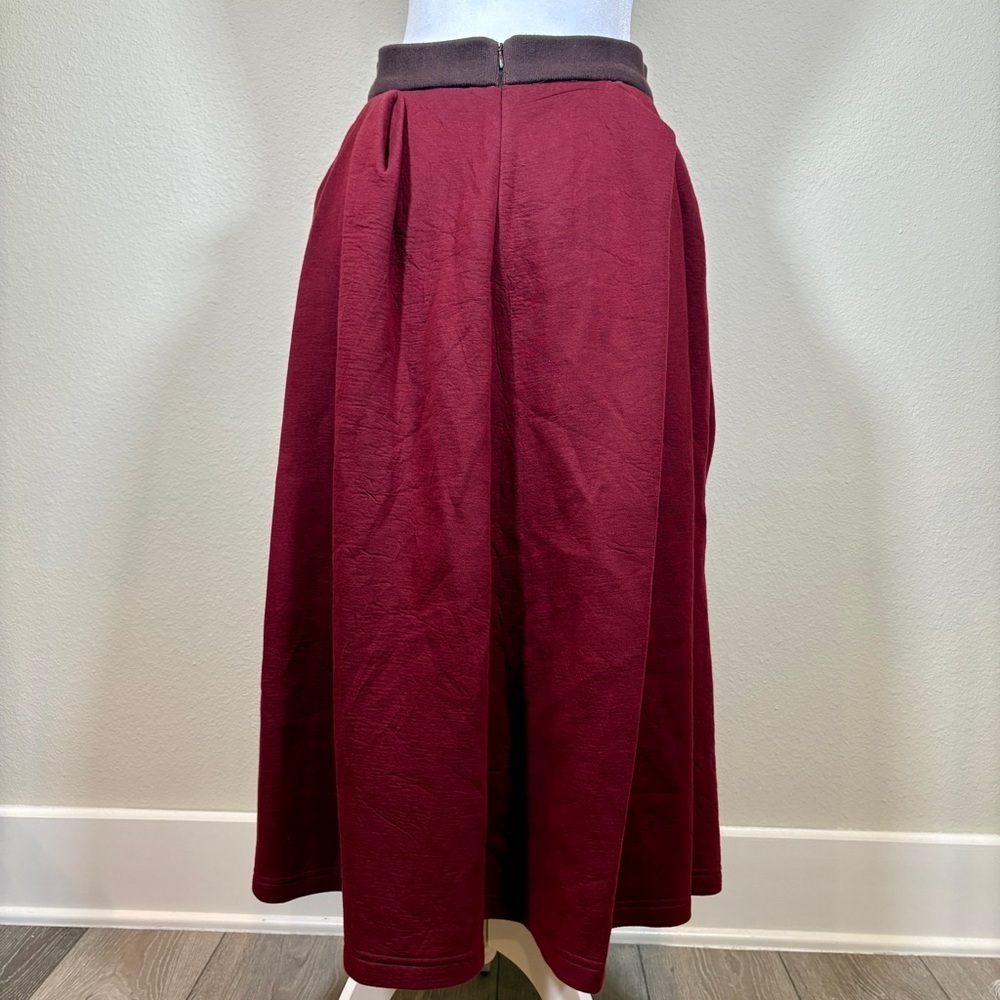 RARE Roksanda Ilincic Burgundy Pleated Skirt Size Medium - Picture 3 of 10